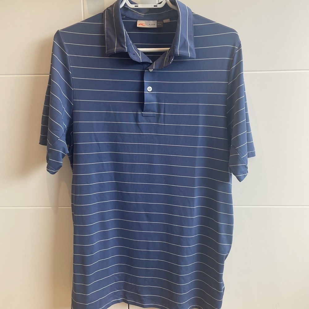 Men's Blue Striped Polo Shirt